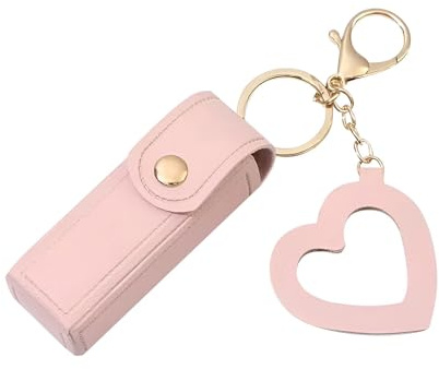 Läppstiftsfodral – makeup – hållare | Snyggt läppstift fodral i PU-läder med hjärta hänge för läppstift och läppglans bra present till födelsedagar jul nyår