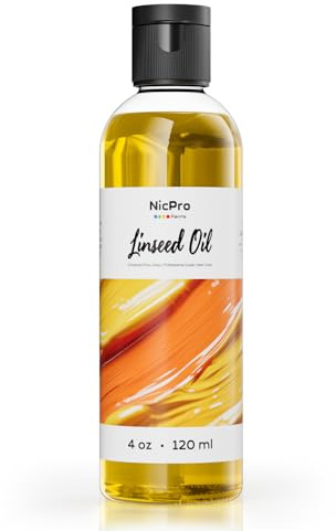 Nicpro Linseed Oil for Painting, 4oz Refined Linseed Oil Medium for Thinning Oils, Artists, Painting Thinner, Professionals to Enhance Flow, Translucency & Gloss