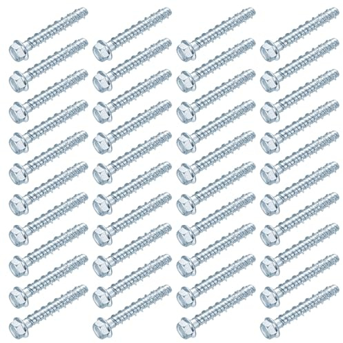 XxinXrong 40 Pcs M6x50mm Concrete Screws, Zinc Plated Hex Head Masonry Screws with Washers - for Brick, Block & Concrete Fixings