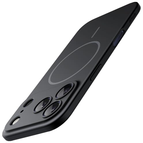 JETech Magnetic Slim Case for iPhone 17 Pro Max 6.9-Inch, Compatible with MagSafe, Ultra-Thin Lightweight Minimalist Phone Cover with Matte Finish and Full Camera Lens Protection (Black)