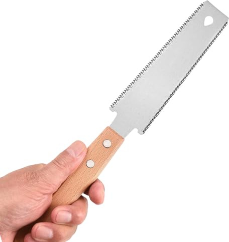 JAZOKA 1 Pcs Small Japanese Hand Saw - Precision Wood Cutter Tool for Fine Cutting, Double Edged 11/17 TPI, Wooden Handle, Perfect for Woodworking, Carpentry, and DIY Projects