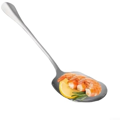 Grande cucchiaio da portata in acciaio inox per insalata di riso, pasta, utensile da cucina ergonomico in metallo, 20,5 cm, argento (confezione da 3)