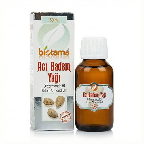 Bittermandelöl 50 ml – 100% naturreines, kaltgepresstes Öl – Ohne Zusatzstoffe – Im Glasflasche – Für Lebensmittelanwendungen