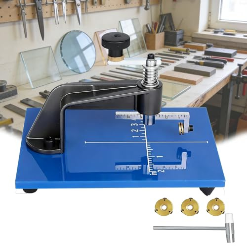 Este cortador circular de vidrio es un cortador circular de mesa ajustable equipado con tres ruedas de corte de carburo, adecuado para vidrio coloreado, vidrio simple y mosaico.