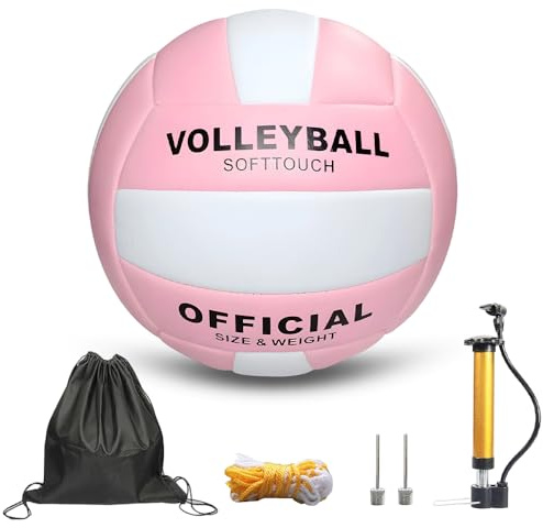 LUFEIS Volleyball Official Size 5, Super Soft & Waterproof Volleyballs with Pump and Storage Bag, Volleyball Training Ball for Indoor, Outdoor, Beach, Gym