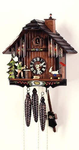 ISDD Cuckoo Clock Kuckucksuhr, Design Schwarzwaldhaus, Ziege, Kaminreiniger