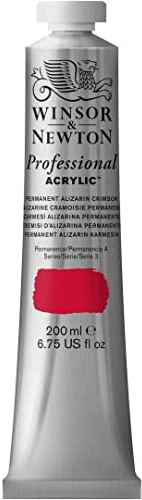 Winsor & Newton Professional Acrylic Paint, 200ml (6.75-oz) Tube, Permanent Alizarin Crimson