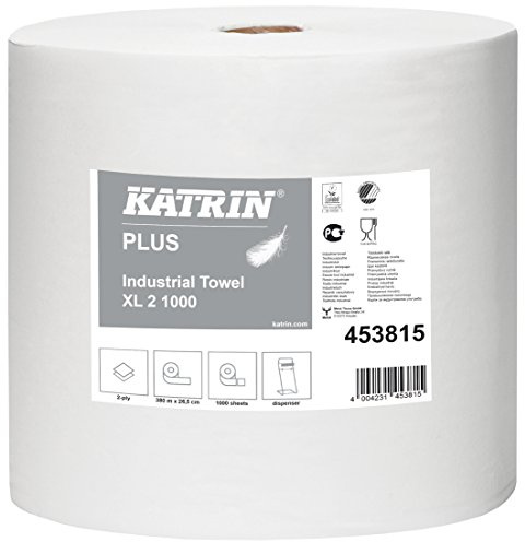 Katrin 453815 Plus Extra starke Industrielle Trocknen Papier, 2 lagig, X-Large, Weiß (2 Stück)