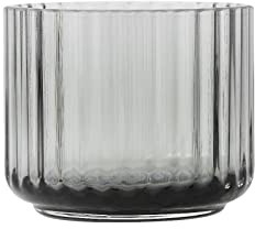 Lyngby Porcelæn Teelichthalter Ø6.7 cm Lyngby aus mundgeblasenen Glas, grau