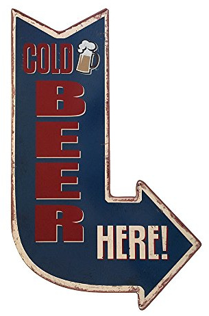 Blechschild COLD BEER HERE Wegweiser Nostalgie Vintage 40x25cm