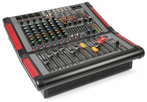 Power Dynamics PDM-S804a Mezclador de audio de 8 canales con MP3, DSP, USB y Bluetooth, Mesa de Mezclas, Mezclador de directo con amplificador, 2 x 350 vatios, Mezclador para DJ, Bandas, Estudio...