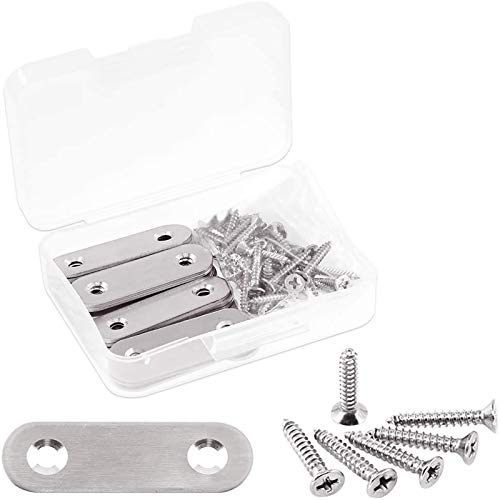 Glarks - Juego de 35 soportes rectos planos de acero inoxidable de 5 cm y 7,6 cm y 80 tornillos