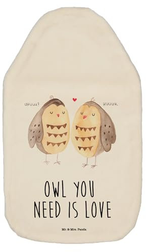 Mr. & Mrs. Panda Wärmflasche Eulen Liebe - Geschenk, All you need is love, Wärmflasche mit Bezug, Liebesgeschenk, Pärchen, Bettflasche, Körnerkissen,