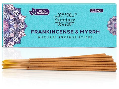 Raajsee Frankincense-Räucherstäbchen, 100 g Packung, 100% natürlich, handgerollt, frei von Chemikalien, perfekt für Kirche, Aromatherapie, Entspannung, Meditation, Positivität und sinnliche Therapie