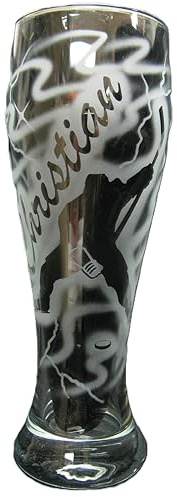 Weizenglas 0,5 l mit Gravur Eishockey Eishockeyspieler und Name personalisiert Glas Bierglas Weizenbierglas Weißbierglas individuell Geschenk Eissport Eishockeylogo