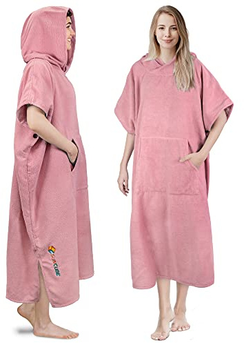 SUN CUBE Surf Poncho Changing Robe, Women Hooded Changing Towel, Pink