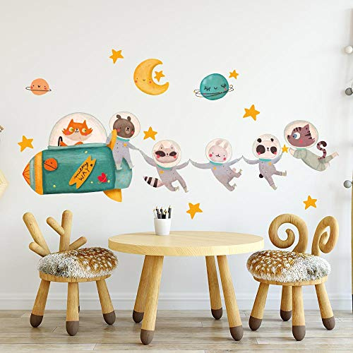 kina - Pegatina Pared Decoración Habitación Niños R00570 - Tela Ecológica, Hipoalergénico, Reposicionable, Efecto caricia, Escuela infantil - Gráficos El Principito y medir 100x30 cm