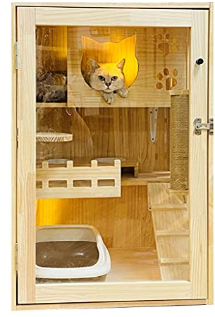 Höhlen & -häuser Katzenbetten Massivholz Katzenstreu Katzenvilla Katzenkäfig Luxus Katzenschrank Katzenstreu Katzenvitrine Haustierkäfig Katzenzuchtkäfig Protokollieren Sie den Umweltschutz
