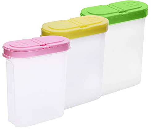 Agitatore di Spezie per Alimenti Contenitore per Spezie Agitatore di Spezie Barattoli di Spezie 250 Ml Barattoli di Spezie con Coperchio con Due Aperture di Scarico per Spezie,Sale,Zucchero,Pepe 3*PCS