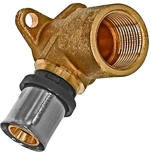 Wandwinkel mit 1/2 Rohr Zoll Innengewinde IG Wandabstand 47mm für 16,0 x 2,0mm Mehrschicht Alu Verbundrohr Außendurchmesser x Wandstärke Press Fitting Messing TH U Profil Kontur