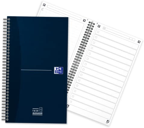 Oxford Task Manager, To-Do-Listen-Notizbuch, Spiralbindung, 460 Seiten, blau, 1 Stück