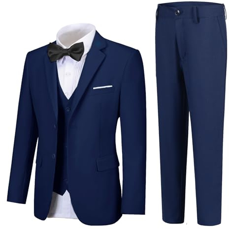 Kids Suits for Boys Ring Bearer Outfit Navy Blue Toddler Tuxedo Wedding Formal Suit Size 10