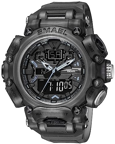 SMAEL 8053 Reloj deportivo digital para hombre con diseño elegante, características multifuncionales y cronometraje fiable (a través del negro)