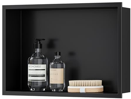Neodrain Nicho de pared de acero inoxidable para ducha o baño, 45 x 30 cm, color negro