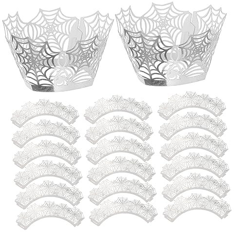 ABOOFAN 75 Stück Kuchendekoration Schwarzes Geschenkpapier Schwarzer Rand Kerzendekoration Halloween-Partyzubehör Cupcake-Papier Spinnennetz Kerzenverpackungen Muffins Dekorieren
