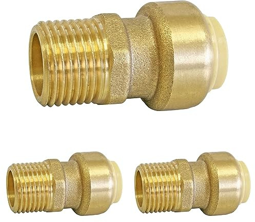 SOMATHERM FOR YOU - Raccord laiton à clipser pour tubes cuivre ou PER ou Multicouche Ø16 - Mâle 15/21 (Lot de 3)