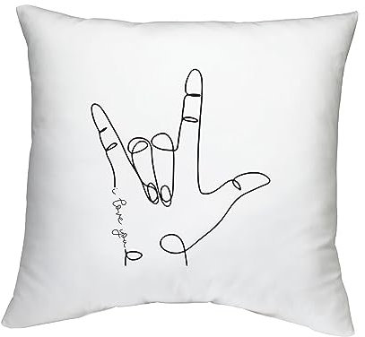 Shopagift Sign Language Cushion Cover Hand Sign I Love You Gift Bedroom Lounge Accessory - 40cm x 40cm