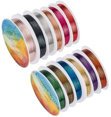 SUNNYCLUE 180M Alambre de Cobre Flexible 0.4mm Alambre para Manualidades de Joyería de Calibre 26 Alambres de Cobre para Joyería Alambre de Cobre para Joyería Colorida Alambre de Cobre para Abalorios