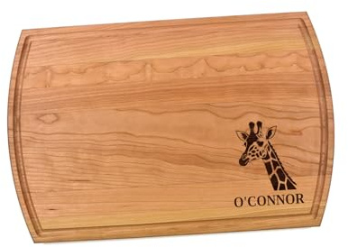 Giraffe Cutting Board Cherry | Zoo Animal Charcuterie Board | Custom Serving Tray | Personalized Giraffe Gift | Giraffe Paddle Board | Wedding Anniversary Gift | House Closing Gift