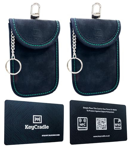 KeyCradle Accessori auto | Faraday Custodia per chiavi auto 2 Pack & RFID Card 2 Pack per il tuo portafoglio, Grigio, Design moderno