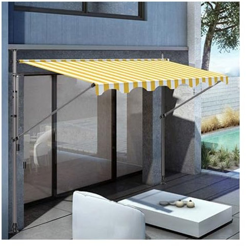 Markise Klemmmarkise Markise balkon ohne bohren Sichtschutz balkon 200/250/300/350/400cm breit,Höhenverstellbare Markise mit Handkurbel, Sonnenschutz Markise für Terrasse Balkon Veranda ( Color : Yell