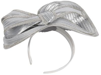Fascinator-Hut, für Party, Hochzeit, breite Krempe, Fedora-Derby, Kopfbedeckung, Kirchen-Kopfbedeckung, silber, Einheitsgröße