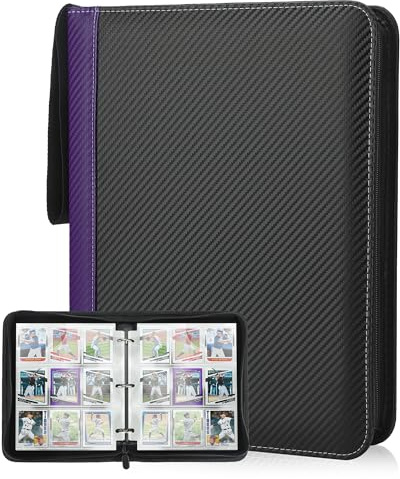 Deoyibu Sammelkarten Album für 900 Karten, Sammelalbum mit 9 Fächern 50 Seiten für Karten-Organizer, Karten Binder aus PU, für Sportkarten, MTG, TCG, Yugioh-Karten etc. Lila