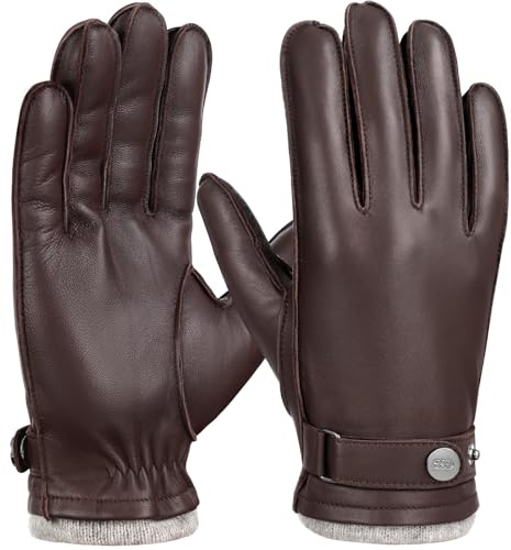 GSG SINCE 1998 Lederhandschuhe Herren Winter Touchscreen | warme Lammleder Handschuhe gefüttert mit Wolle für Business und Autofahren