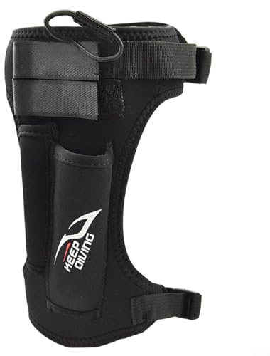Black neoprene diving sheath, adjustable leg straps, double pockets (Black)