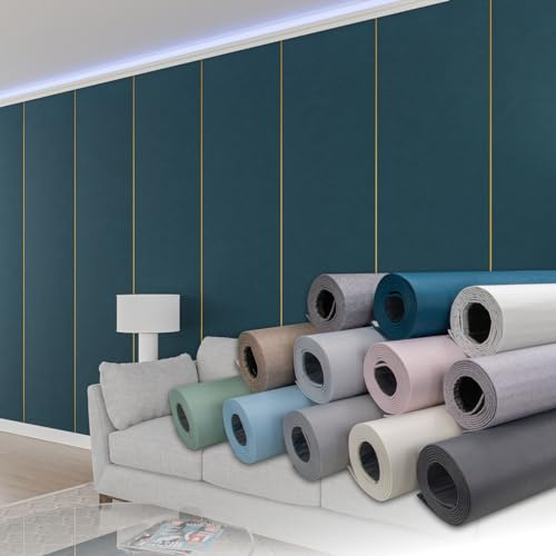 HEXIM selbstklebende Isoliertapete 1,82 m² Wandisolierung 280x65cm schalldämmend 4mm dekorativ 2in1 Tapete Dämmung Isoliereffekt (1 Rolle Petrolblau, türkis Zementstruktur)