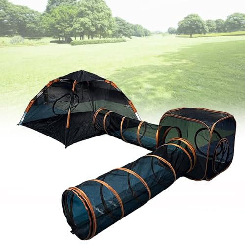 Spdazzleburst Katzengehege für draußen mit Katzentunnel, 4-in-1-Tunnelzelt für Katzen und Hunde, faltbares Katzenhaus für drinnen und draußen – Haustierzelt für Kaninchen, Frettchen und Kleintiere