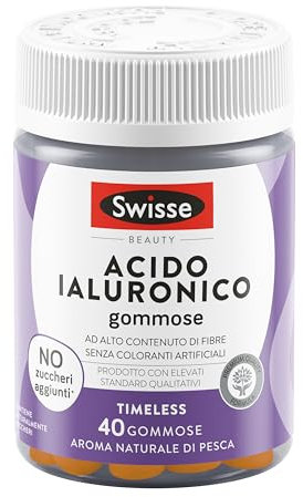 SWISSE Beauty - Acido Ialuronico Gummies, Integratori Donna e Uomo, 40 Pastiglie Gommose, Integratore Alimentare, Gusto Pesca, Adatto per Alimentazione Vegana