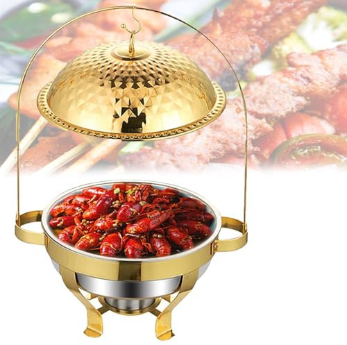 Chafing Dish Buffet Set, 4.5L/6L/8L Stainless Steel Buffet Fryer Set with Hanging Lid, Buffet Ware and Warmer Set, Round Chaffing Servers, for Parties, Weddings, Banquets, Catering Events
