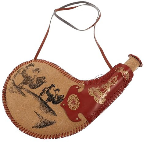 STOBAZA À Eau Cuir Ancien Flasque Portable Style Chinois Pour Vin Pour Camping Activités Plein Air