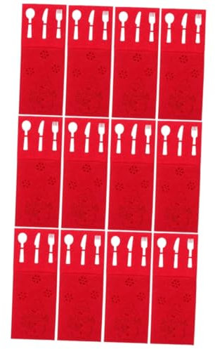 Alipis 12 Pièces à Couverts Yéti De Rangement pour Couverts Étui Fourchette Cuillère D'argenterie Sacs D'argenterie Couverture D'argenterie Décorations De Table Rouge Feutrine