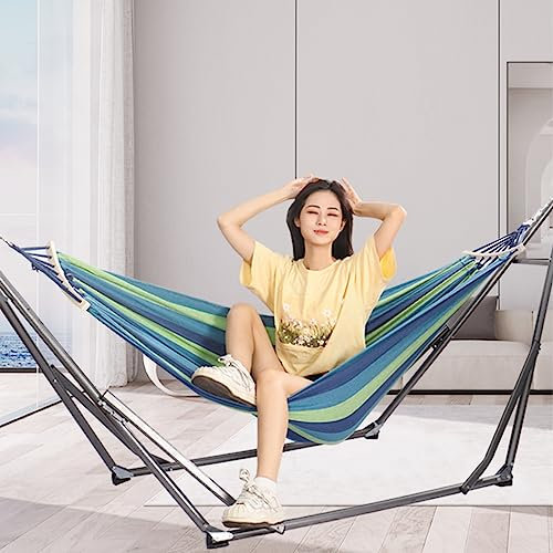Hängematte mit Ständer höhenverstellbar 1 Satz Faltbare Hängematte Portable Outdoor Travel Camping Hängematte Swing Indoor Faltbare Hängematten für Garten Patio (Silber)