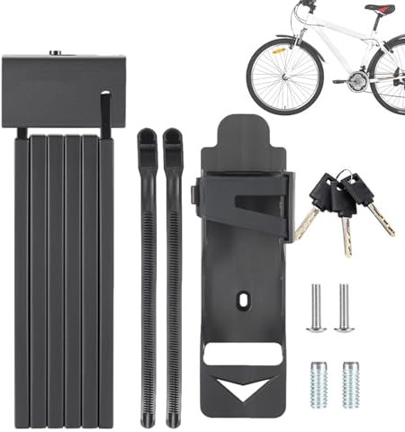 Duroecsain Candado plegable, candado seguro, con soporte de montaje y 3 llaves, cerradura portátil, protección antirrobo para scooter eléctrico, motocicleta