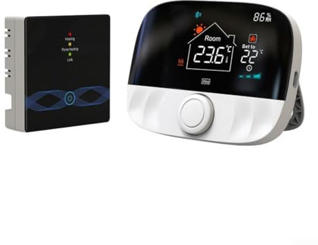 Thermostat intelligent sans fil, thermostat d'ambiance programmable, pour chauffage d'eau Tuya WiFi Thermostat de chaudière à gaz APP/commande vocale (noir)