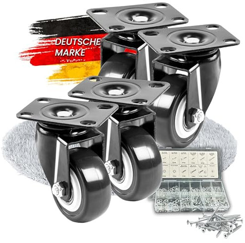 LOZEA Set di 4 rotelle per carichi pesanti senza freni in 50 mm, portata 400 kg e ruote scorrevoli per spostare facilmente carichi pesanti come poltrona da spiaggia, banco da lavoro e altro ancora,