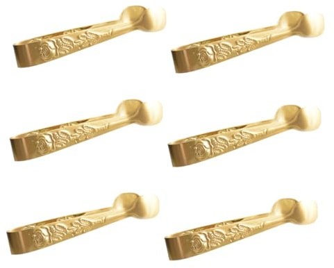 Alipis 6pcs Vintage Gold Ice Tongs Mini Stainless Steel Bar Tongs for Serving Ice Cubes Decorative Sugar for Tea Party Food for Small Kitchen Tools